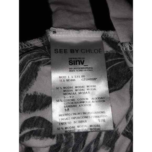 See By Chloe Sz 8 Dress Black  and White Palm Tree Shift EUC - Picture 7 of 10